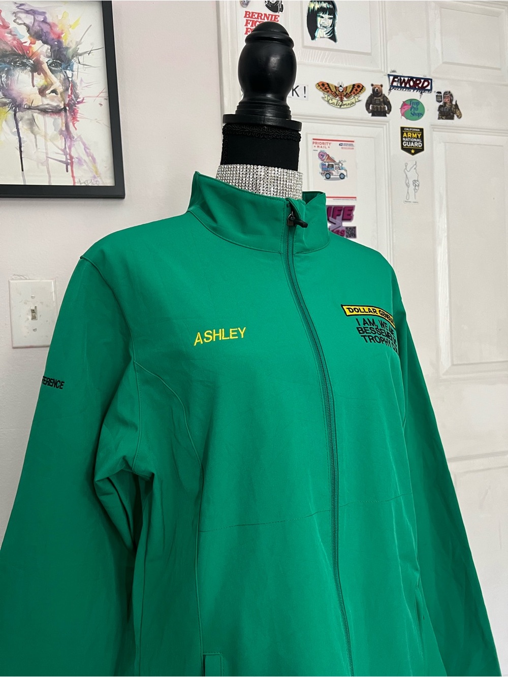 ASHLEY Dollar General Green Zip-Up Jacket with Embroidered Name